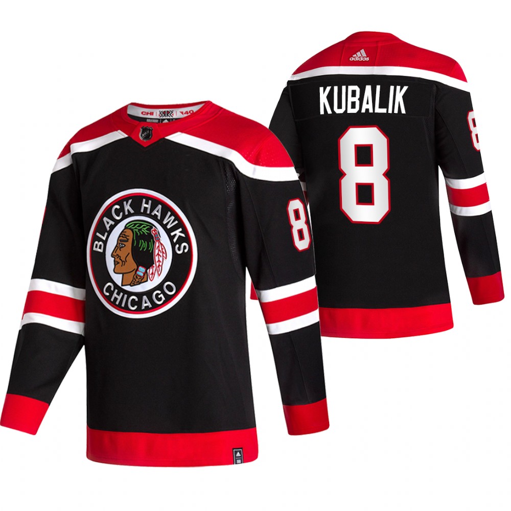 2021 Adidias Chicago Blackhawks 8 Dominik Kubalik Black Men Reverse Retro Alternate NHL Jersey